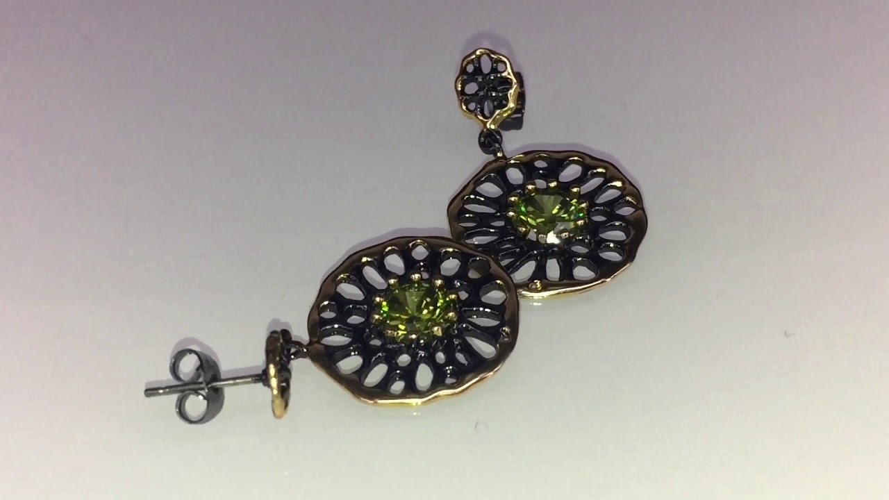 Dreamcarnival 1989 Jewel Earrings For Women Dangle Hollow Out Olivine Yellow Color Youtube