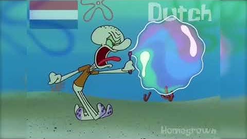 Squidward blows a bubble In 24 Languages