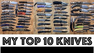 The best of the best.  10 favorite folding knives from my collection.
