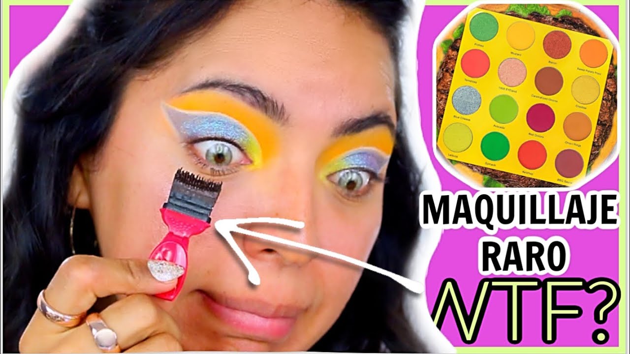 PROBANDO EL MAQUILLAJE MAS RARO QUE HE VISTO! HAMBURGER PALETTE, RUBOR NEGRO?♥BeautybyNena