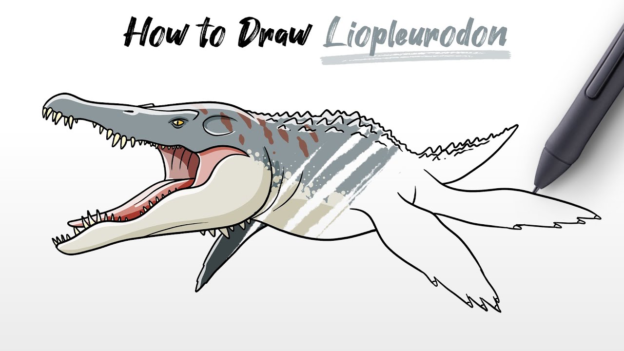 How to Draw Liopleurodon dinosaur from Jurassic World Evolution 2 Easy