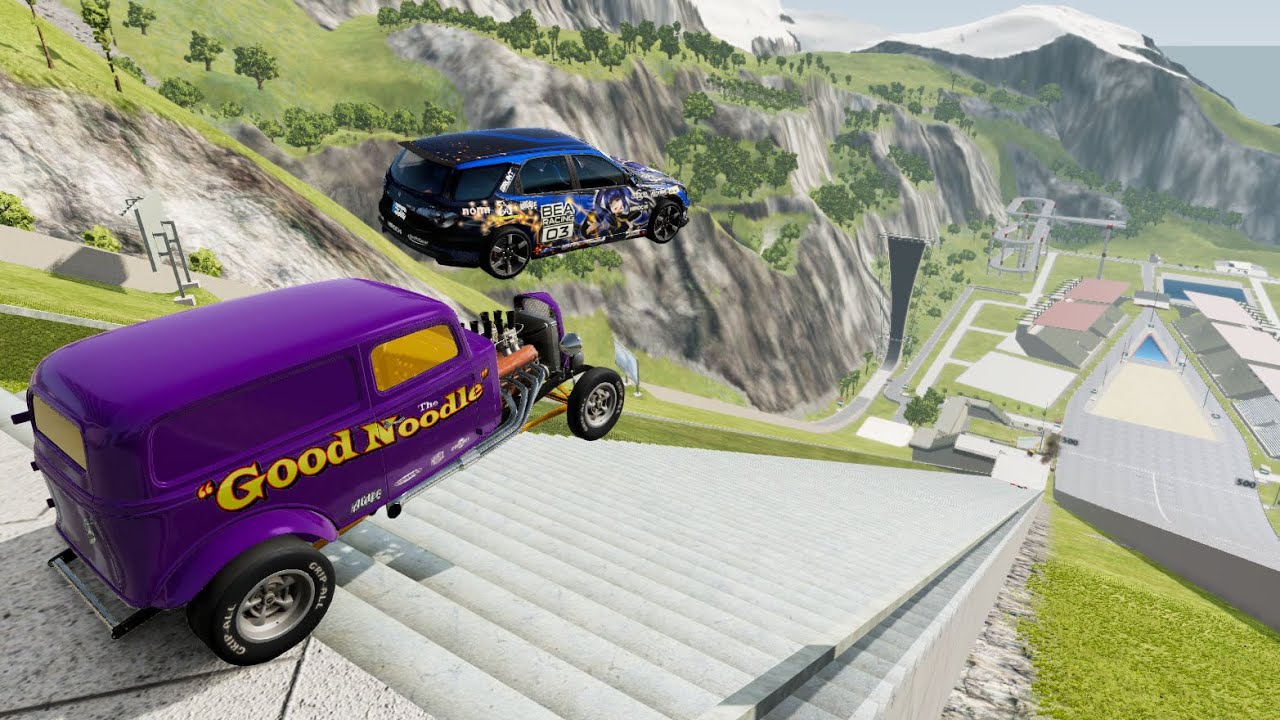 Insane Small Stairs Jumps Down (Crash Test) #3 - BeamNG.drive Down Stairs Jumps On Small Stairs