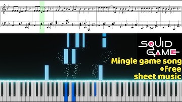 Squid game 2 Mingle game song notes transcription sheet music score free pdf Piano Visualizer