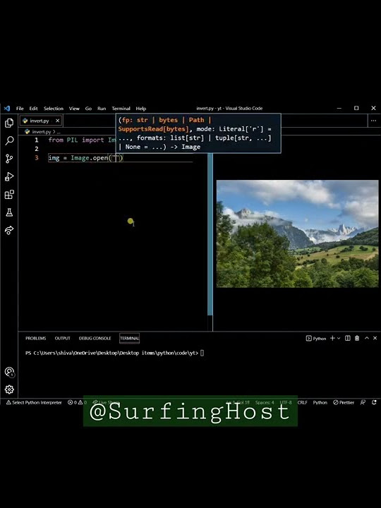 Invert image colour using python 🧑💻 #python #shorts #editing - YouTube
