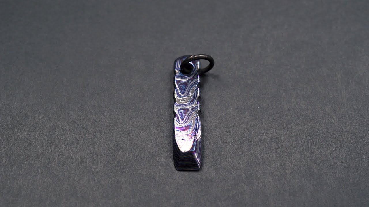 Qerim37 Mini Pry Pendant   Black Timascus Custom  Action Clip  39