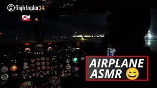 Cockpit night flight to Nuuk | Full Flight Dash 8 ASMR