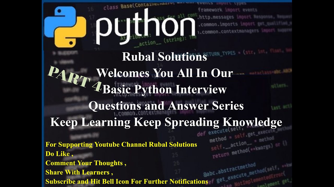 VIDEO 04 - 5 Important Basic Python Interview Questions and Answer ...