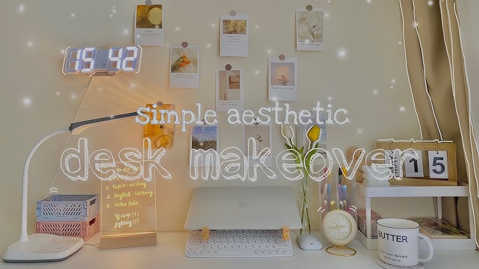 aesthetic desk makeover ✨ (minimalist & pinterest-inspired ...