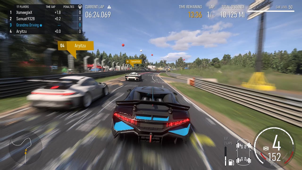 Bugatti Divo Chasing Down a Lightweight Porsche 911 GT1 (Forza Motorsport)