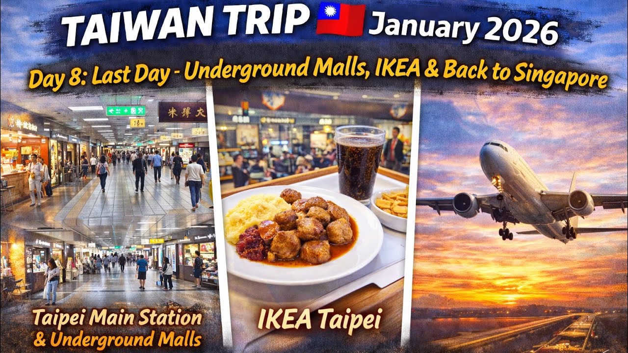 🇹🇼 Taiwan Trip January 2026 | Day 8 Vlog | Taipei Main Station, Underground Malls, IKEA and ✈️ 🇸🇬 