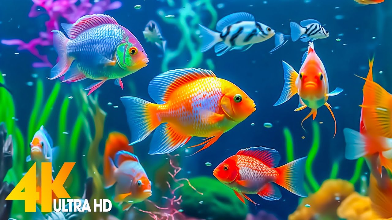 Aquarium 4K VIDEO (ULTRA HD) – Beautiful Coral Reef Fish – Sleep Relaxing Meditation Music