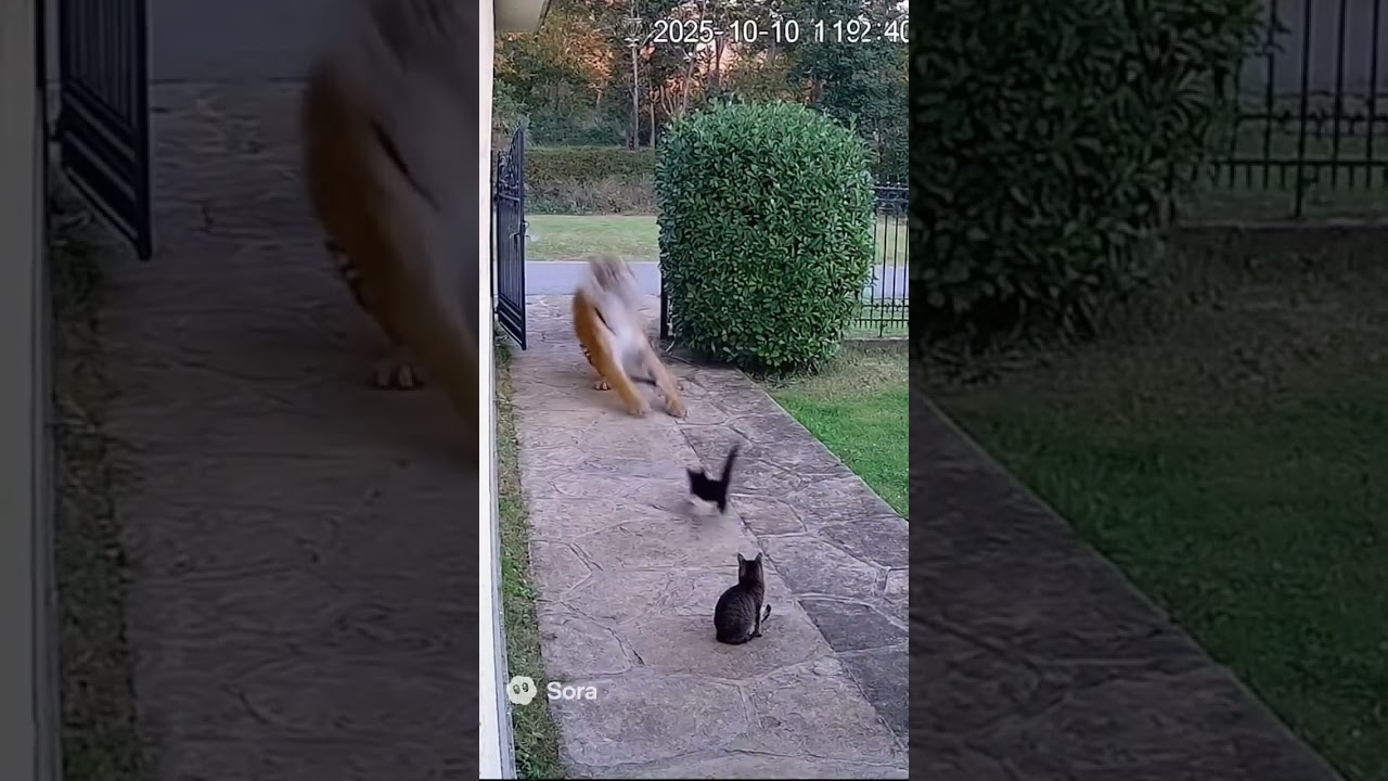 SORA AI Footage | Cat charges at tiger — and he runs away instantly! 😳🐈🐅