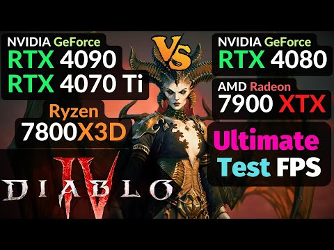 Diablo 4 RTX 4090 vs 4080 / RX 7900 XTX vs RTX 4070 Ti / 1080p 1440p 4K 8K / Native DLSS 3 FSR 2