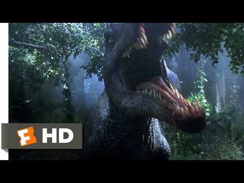 Jurassic Park 3 Movie Clip - watch all clips j.mp click to subscribe j.mp Stranded inside their plane, Dr. Grant (Sam Neil) and the survivors must endure the onslaught of the menacing Spinosaurus. TM & Â© Universal (2012) Cast: Michael Jeter, William H. Macy, Sam Neill, Alessandro Nivola, Bruce A. Young Director: Joe Johnston MOVIECLIPS YouTube Channel: j.mp Join our Facebook page: j.mp Follow us on Twitter: j.mp Buy Movie: amzn.to Producer: Larry J. Franco, Kathleen Kennedy, Steven Spielberg, Cheryl A. Tkach, David Womark Screenwriter: Michael Crichton, Peter Buchman, Alexander Payne, Jim Taylor Film Description: Director Joe Johnston takes over the creative reins from Steven Spielberg for this third installment in the thriller franchise. Sam Neill returns as Dr. Alan Grant, a scientist who's tricked by wealthy couple Paul and Amanda Kirby (William H. Macy and Tea Leoni) into a fly-over of Isla Sorna. The object of their sightseeing tour is one of the Costa Rican islands populated by ferocious, genetically bred dinosaurs and the "site B" setting of Jurassic Park 2: The Lost World (1997). After their plane crash-lands, it's revealed that the Kirbys are actually seeking their teenage son, lost on the island after a paragliding accident. Trapped on Isla Sorna, Grant and his companions discover some painful truths the hard way. Among their discoveries: some of the scaly monsters possess more advanced communicative abilities than previously believed, the dreaded Tyrannosaurus <b>...</b>