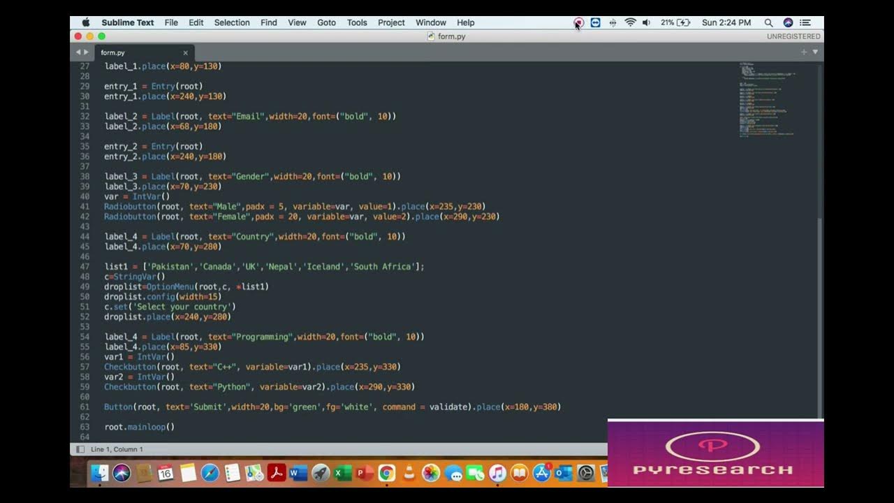 Registration Form In Tkinter Python - YouTube