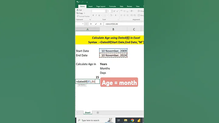 Advance excel datedif form #shorts #excel #datedif #excelformula  #feedshorts #trendingshorts