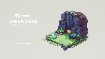 LOWPOLY Cube Worlds #7 | Flat Shading | Blender Speed Modeling | Concept Art | 3d Environment Design