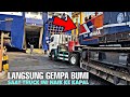 GEMPA BUMI‼️SAAT TRUCK BERAT NAIK KAPAL RAKSASA DI PELABUHAN MERAK