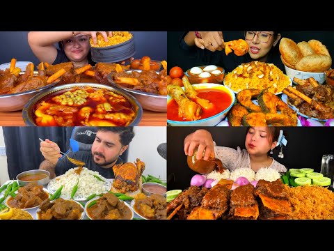 ASMR; EATING SPICY*CHICKEN CURRY,MUTTON/MUTTON FAT CURRY,BIRYANI,RICE EATING CHALLENGE MUKBANG 2X  thumbnail