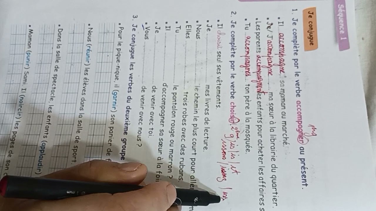 5eAP:conjugaison:le présent de l'indicatif(1er+2ème )g