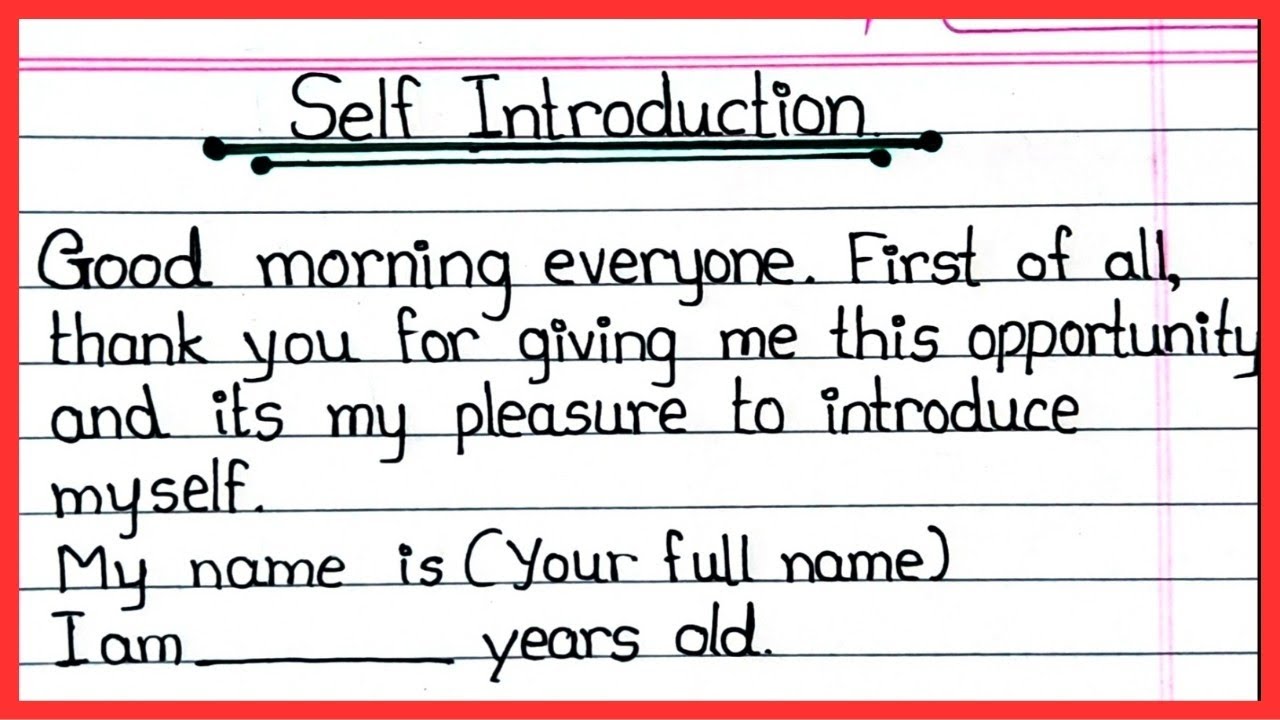 Self introduction in English || Self introduction paragraph - YouTube