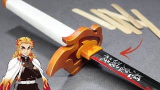 SIMPLE  \& EASY DIY | Making my POPSICLE Rengoku Sword WITHOUT POWERTOOLS - Free template