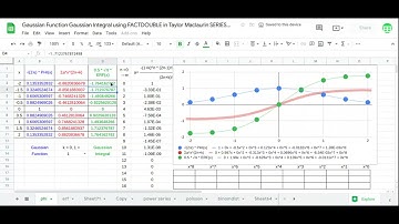 Gaussian Function & Gaussian Integral using FACTDOUBLE Taylor Maclaurin SERIESSUM LINEST      excel