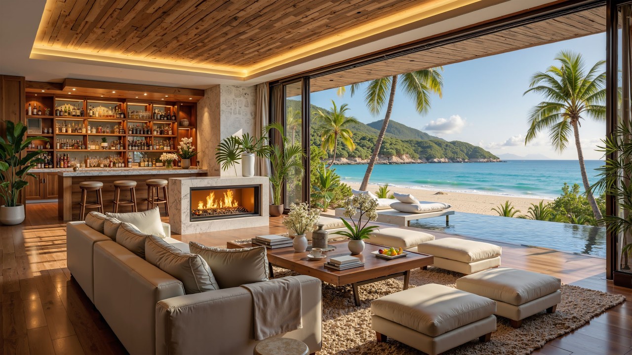 Relaxing Seaside Jazz & Smooth Waves Sound 🌊  Enjoy Peaceful Moments and Mental Relaxation