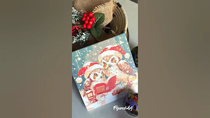 Figured'Art Mini Paint by Numbers | Santa Owls Reading #FiguredArt #HolidayDecor #christmasdecor