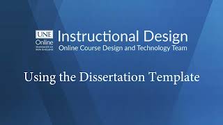 Using the Dissertation Template