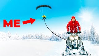 World’s First SNOWMOBILE Parasailing
