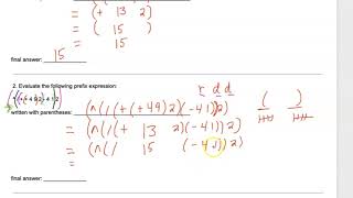 Evaluate Simple Prefix Notation Worksheet 1