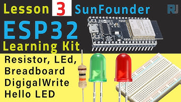 E621 ESP32 Tutorial 3/55 - Resistor, LED, Breadboard Project: Hello LED -ESP32 IoT Learning kit