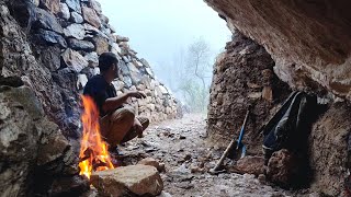 I Built A Cave That Could Last For A Thousand Years In 15 Days  Cave With Fire, DIY, ASMR