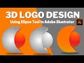 Create 3D Logo Design Using Elipse Tool In Adobe Illustrator #adobeillustrator