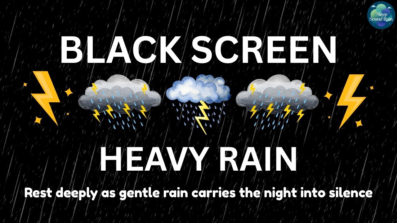 Steady Rain and Soft Thunder | BLACK SCREEN | Relaxing Sleep Audio