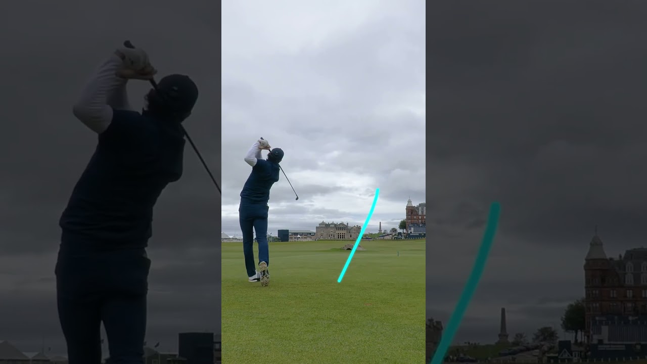 Marco Penge hits the Mini-mini driver on the 18th tee at The Old Course 😅