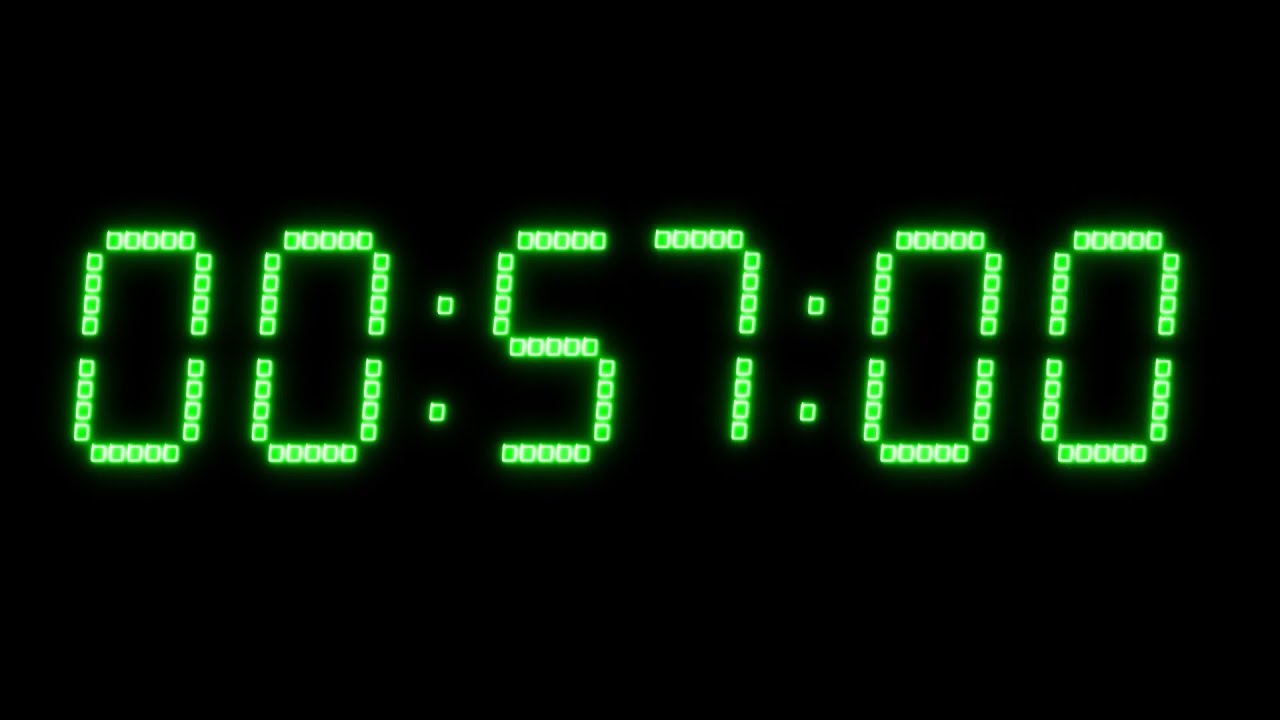 Зеленый неоновый секундомер 57 минут