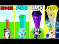 Minecraft Battle: NOOB vs PRO vs HACKER vs GOD: HIGHEST BASE HOUSE BUILD CHALLENGE / Animation