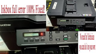 How to reset 'Inkbox Full' notice for printer BROTHER DCP-T720DW