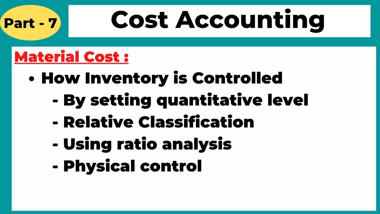 Cost Accounting Material Cost Reorder Level EOQ Inventory