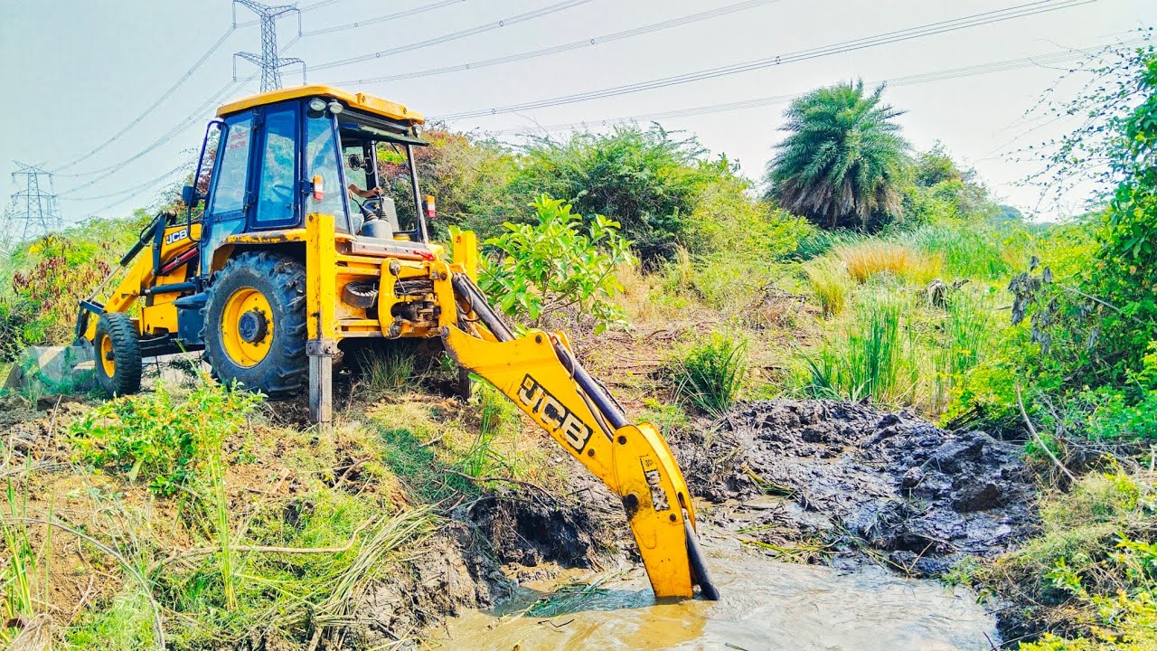Backhoe Water JCB 3dx Backhoe Machine Going to My Village Water Drain in Cleaning ...