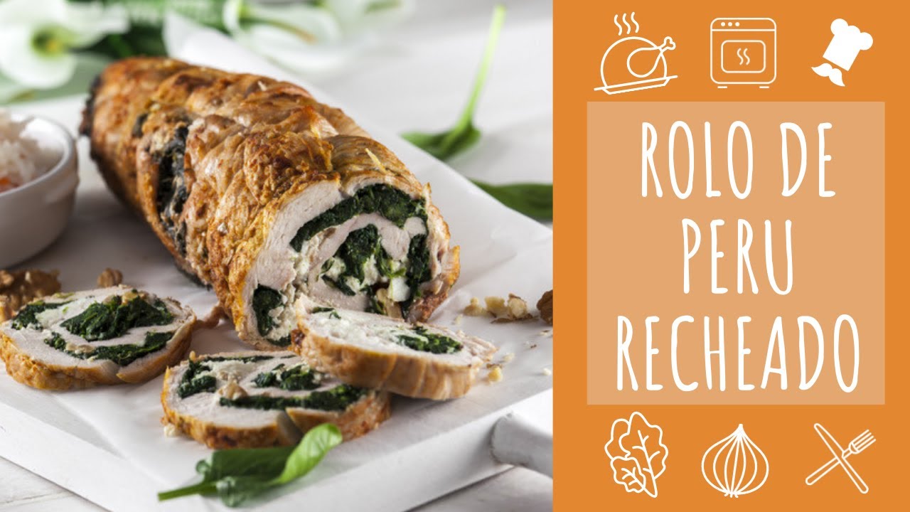 Rolo de Peru com Espinafres e Requeijão (receit