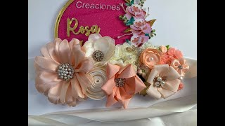 Maternity sash melon/beige tones VIDEO No. creations Rosa Isela