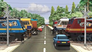6 Trains Crossing Back to Back at Railroad Crossing | Trains at Railgate - Train Simulator 2022