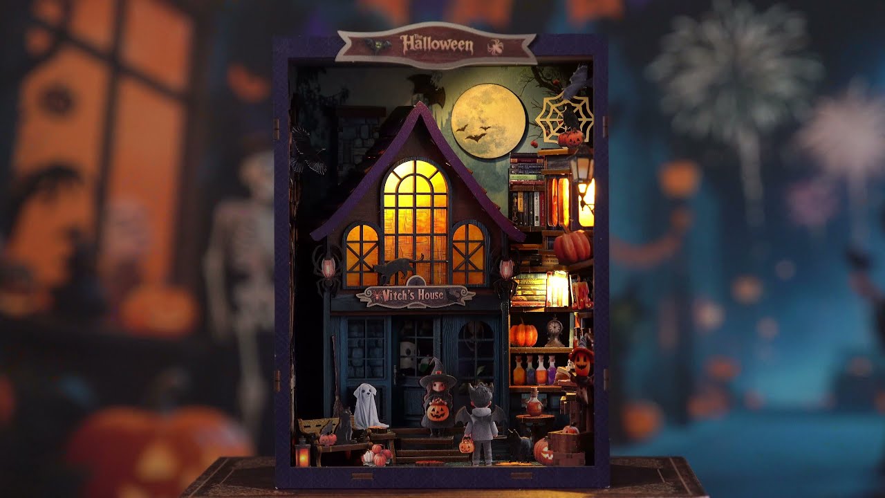 Kit Fai Da Te Book Nook 'Vecchio Castello Magic Night' - Modellino Miniatura Con Luci LED Per Halloween