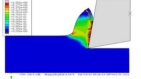Abaqus CAE explicit orthogonal cutting PEEQ 2