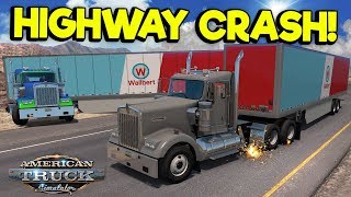 BAD DRIVERS CAUSE HUGE HIGHWAY CRASH! - American Truck Simulator Multiplayer screenshot 5