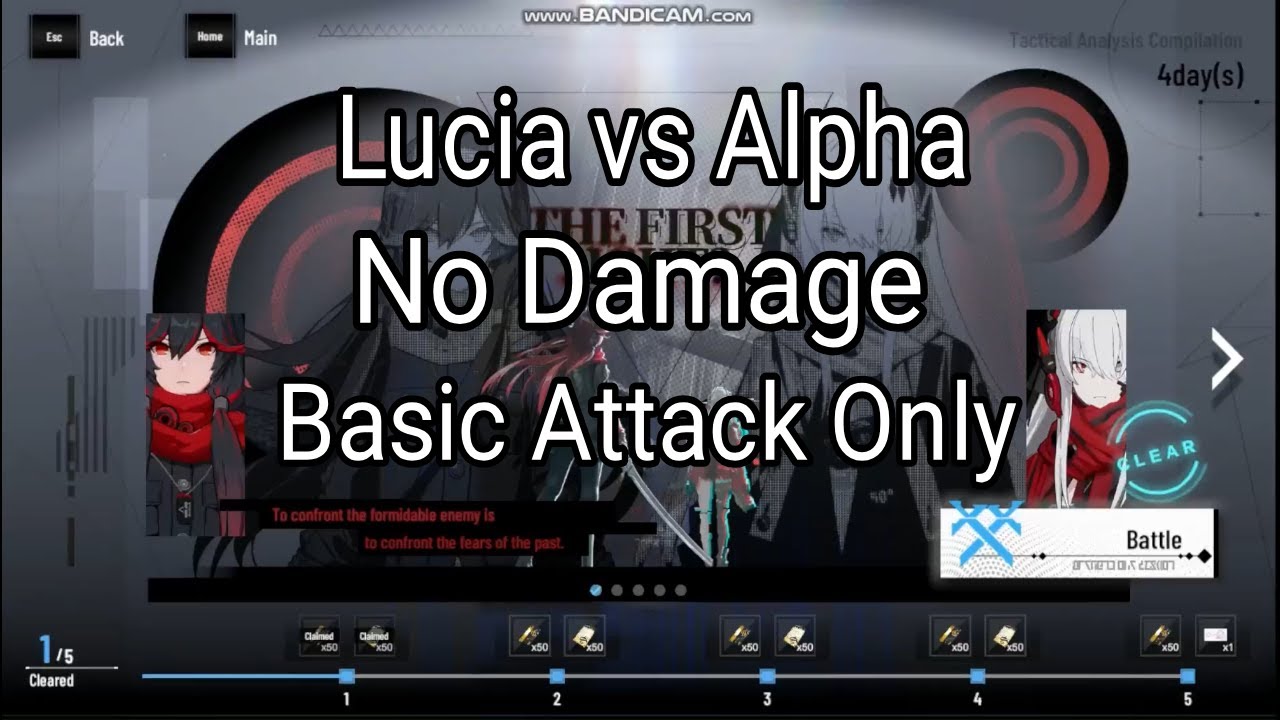 PGR, Tactical Analysis Compilation Event, Lucia vs Alpha, No Damage, Basic Attack Only
