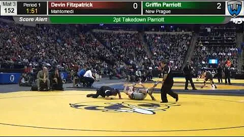 Griffin Parriott 10 second pin MN State Wrestling Finals